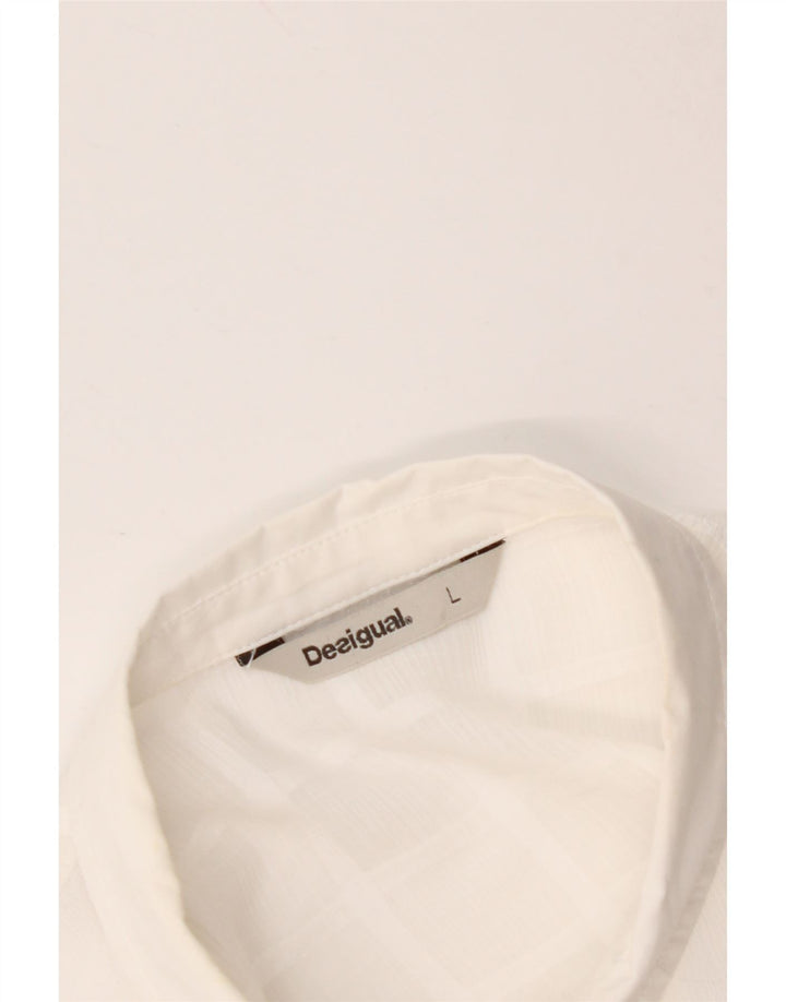 DESIGUAL Damska długa bluzka koszulowa UK 16, duża biała