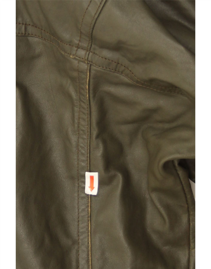 Vintage męska kurtka skórzana IT 50 duża skóra khaki