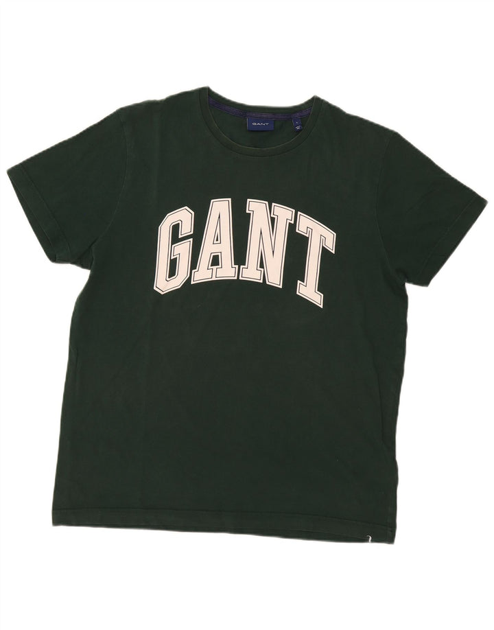 Męski T-shirt z grafiką Gant, duży, zielony, bawełniany
