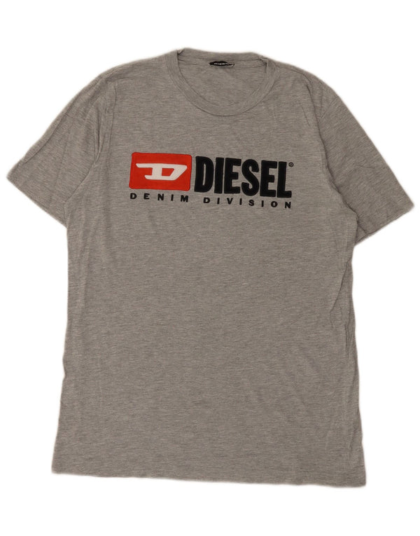 Męski T-shirt Diesel z grafiką Top XS, szara bawełniana nakrapiana
