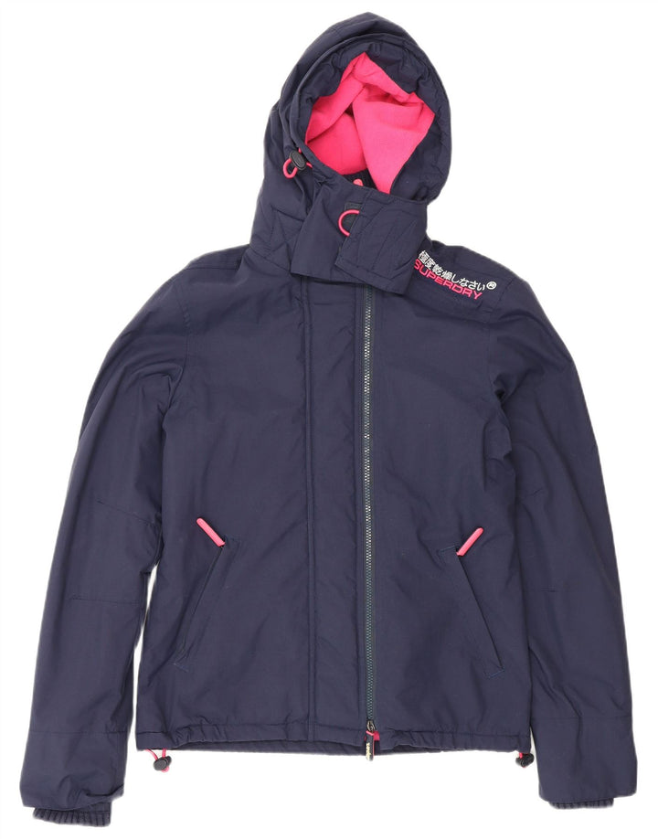 Damska wiatrówka Superdry z kapturem i kapturem UK 10, mała granatowa