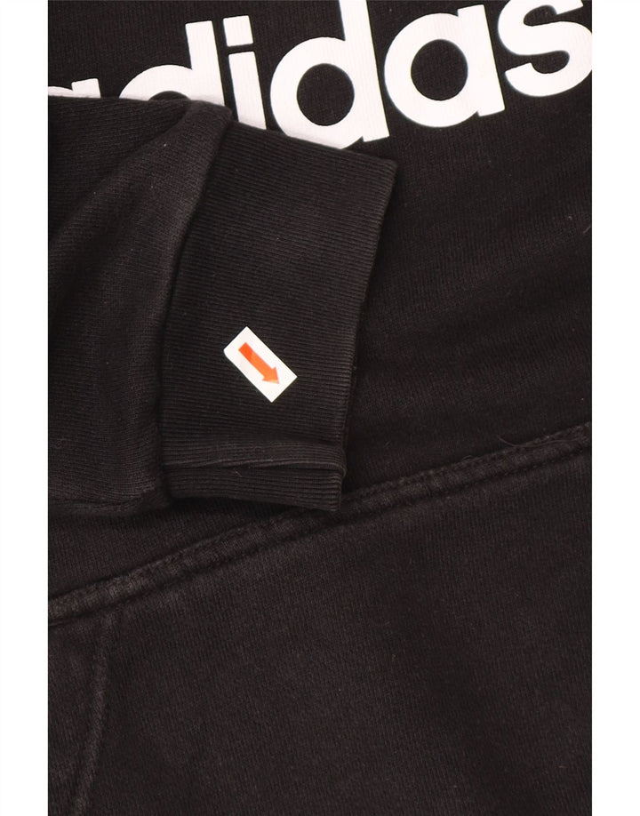 ADIDAS Mens Graphic Hoodie Jumper Medium Black Cotton