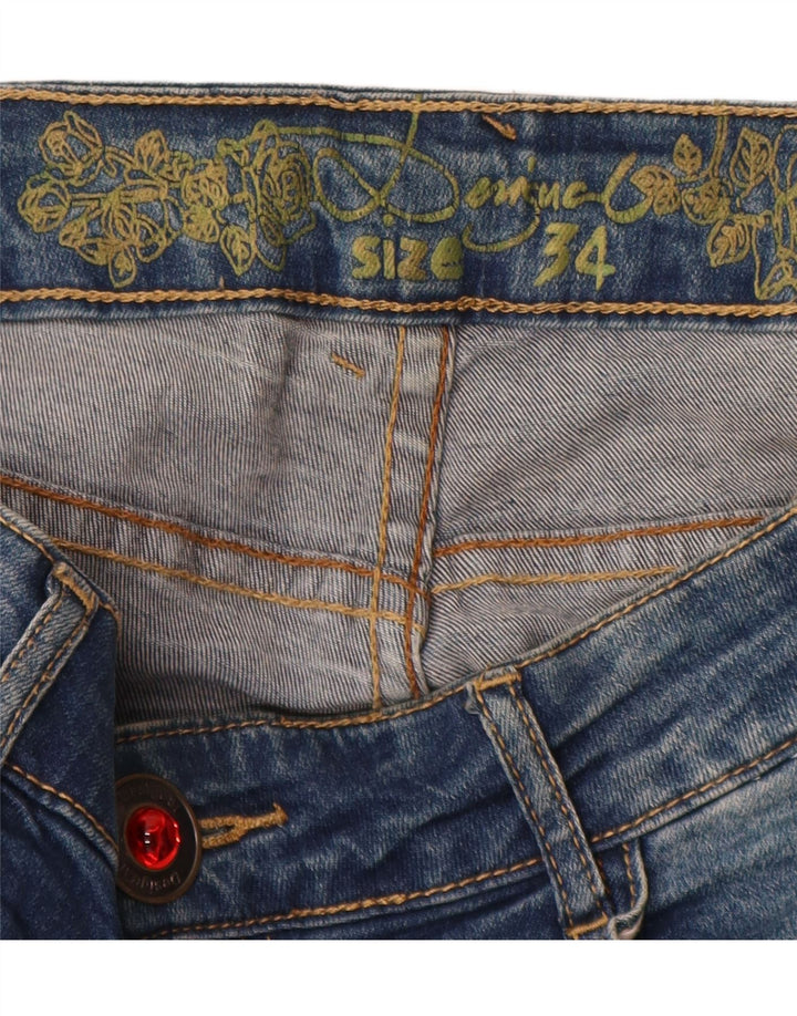 Damskie spodnie joggery z niskim stanem Desigual Slim Jeans W34 L32 Niebieski patchwork
