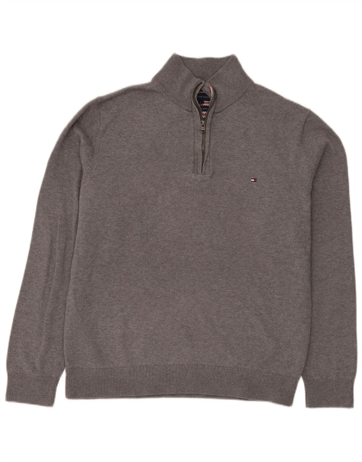 Męski sweter zapinany na zamek Tommy Hilfiger, duży, szary, bawełniany
