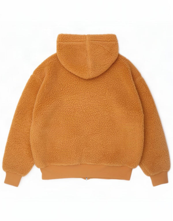 Topshop Damska kurtka polarowa z kapturem, oversize UK 8, mała, beżowa, poliester