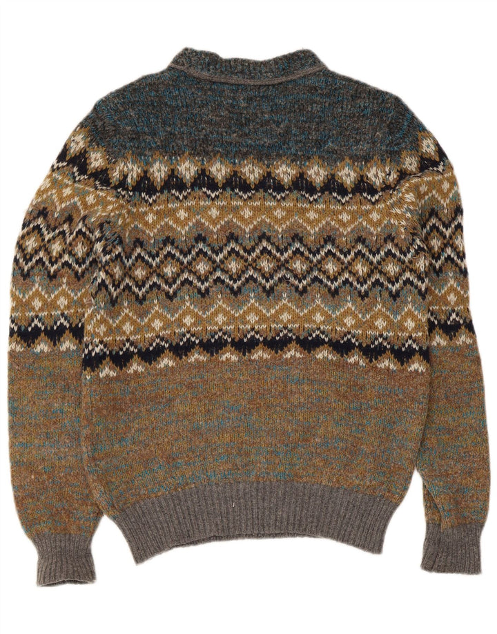 Męski sweter z okrągłym dekoltem Replay, mały, zielony, wełniany Fair Isle