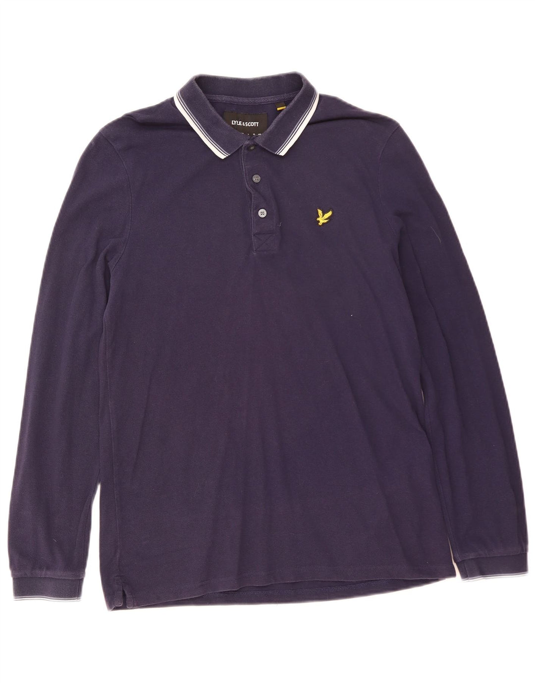 Męska koszulka polo z długim rękawem Lyle & Scott, średnia, granatowa, bawełniana