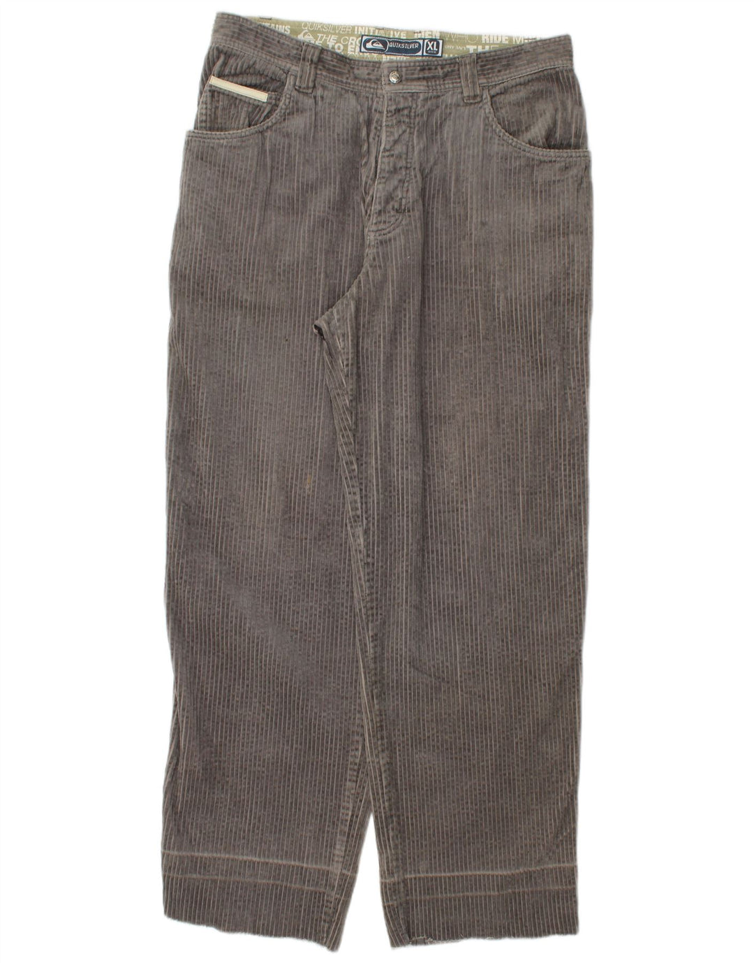 Męskie proste sztruksowe spodnie QUIKSILVER XL W36 L32 Szara bawełna