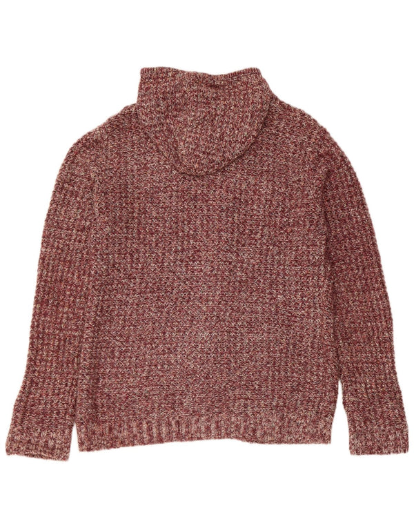 Fat Face Womens Hooded Cardigan Sweater UK 16 Large Burgundy Flecked