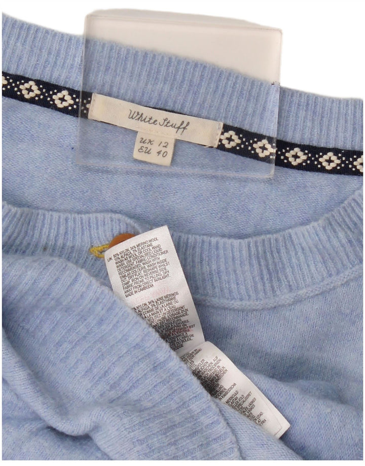 WHITE STUFF Damski sweter kardigan UK 12 Średni niebieski nylon