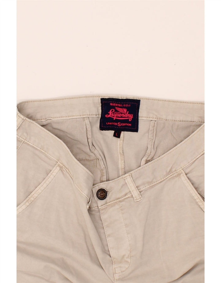 SUPERDRY Womens Chino Shorts Large W34 Beige Cotton Vintage Superdry and Second-Hand Superdry from Messina Hembry 