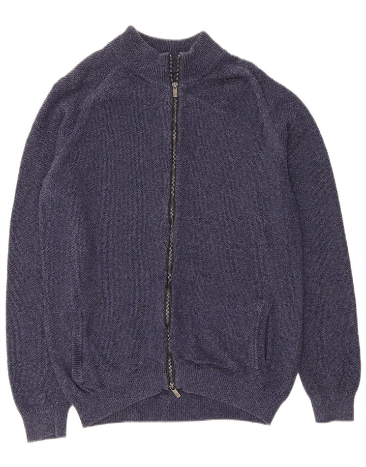 Męski sweter rozpinany Massimo Dutti, duży, granatowy, bawełniany
