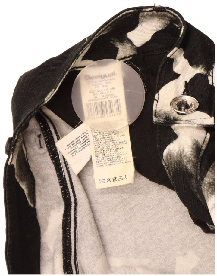 DESIGUAL Damskie spodnie typu skinny na co dzień EU 44 XL W34 L31 Czarny nadruk zwierzęcy