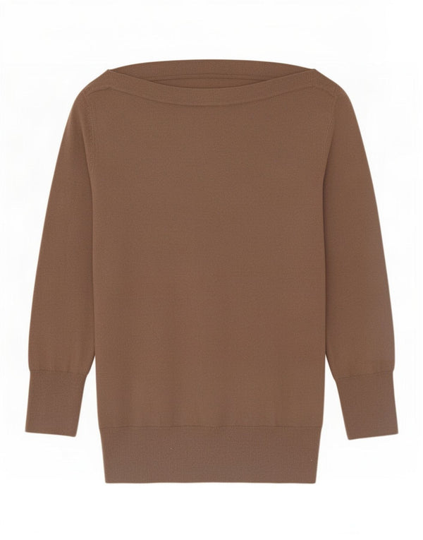 Damski sweter Gap z rękawem 3/4 i dekoltem w łódkę, UK 10, mały, brązowy, bawełniany