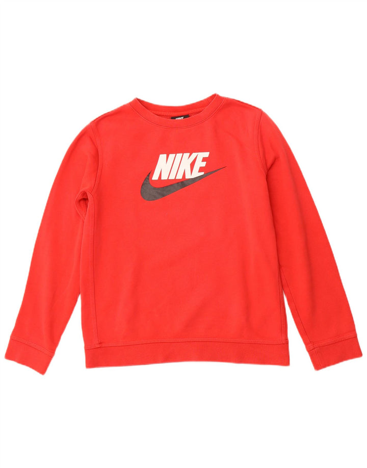 Chłopięcy sweter z grafiką NIKE, 13-14 lat, XL, czerwony, bawełniany