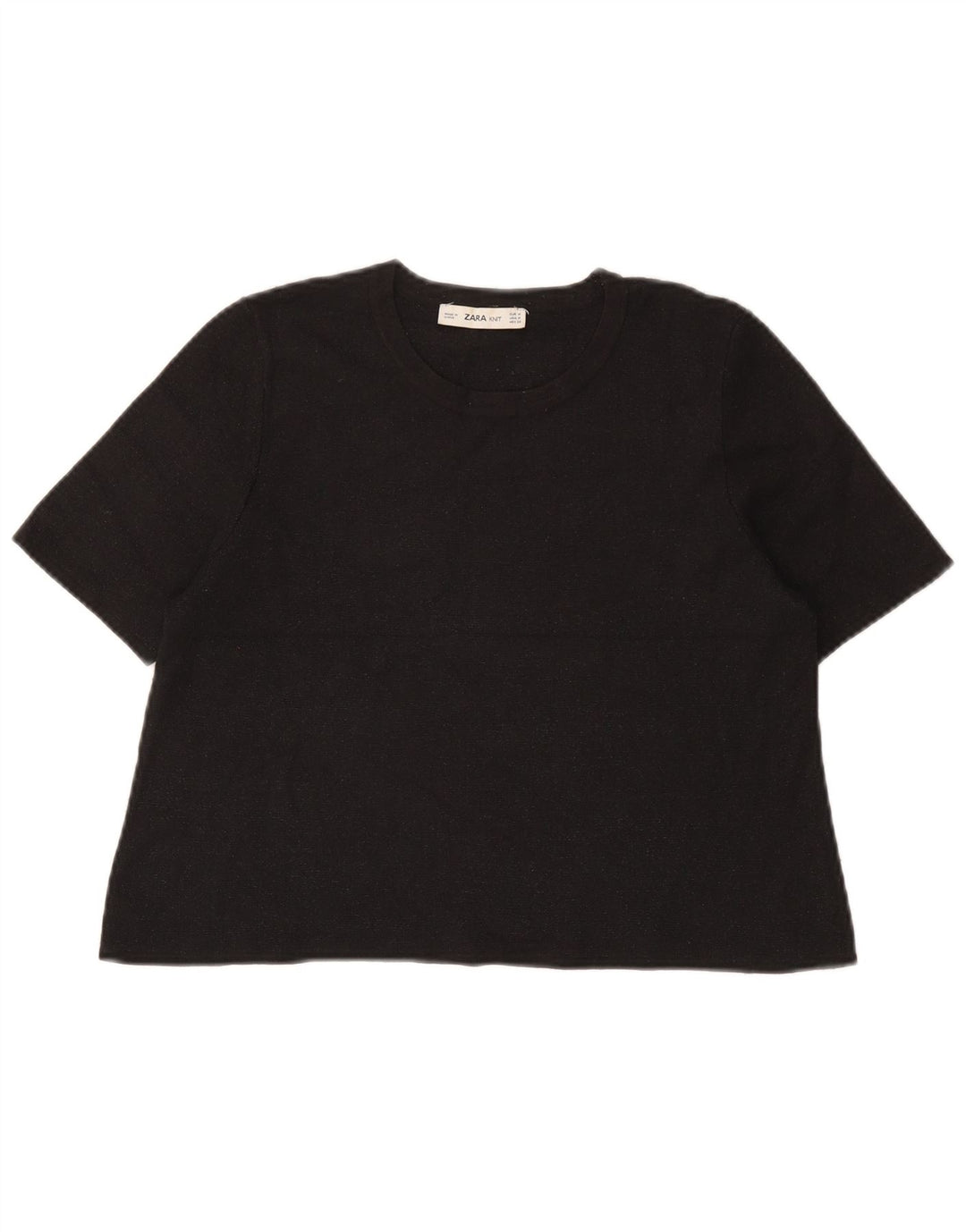 Damski T-shirt Zara Crop Top UK 12 Średni Czarny