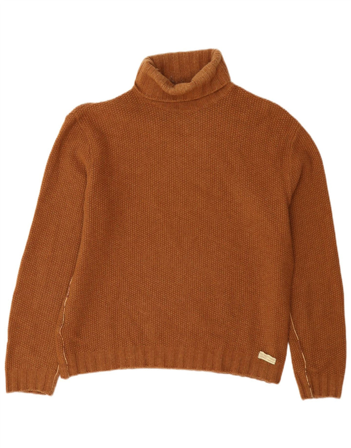 ALVIERO MARTINI Damski sweter z golfem IT 52 2XL Brązowa wełna