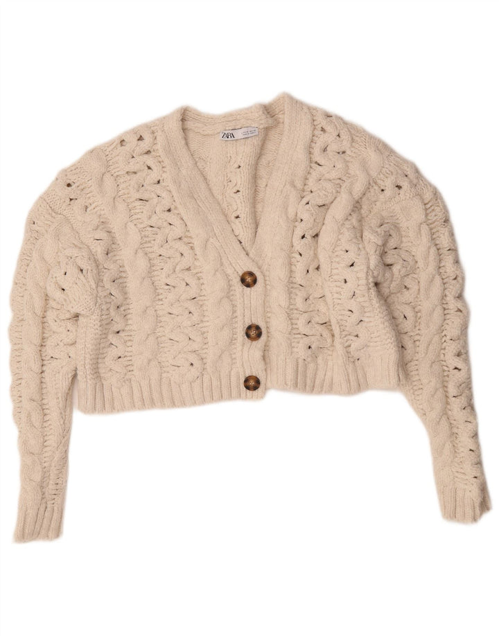 Damski sweter oversize Zara Crop Oversize UK 10 Small White Acryl