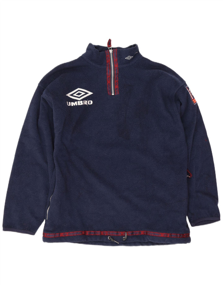 Męski sweter polarowy Umbro z graficznym zamkiem błyskawicznym, duży granatowy poliester