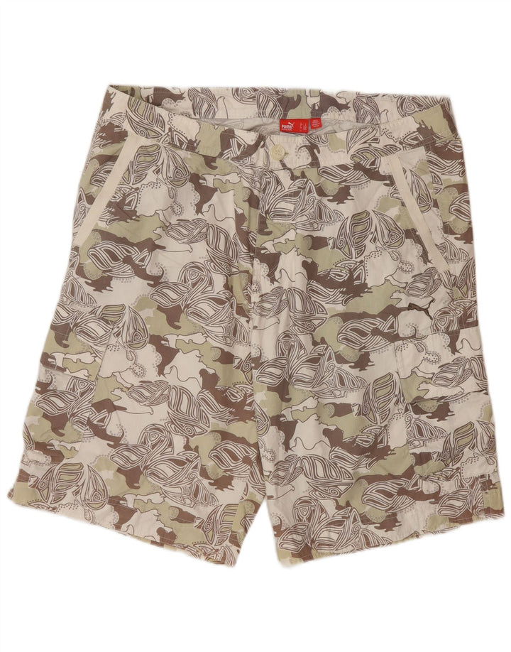 Męskie spodenki cargo Puma z abstrakcyjnym wzorem, duże W36, beżowe, kamuflażowe, nowoczesne