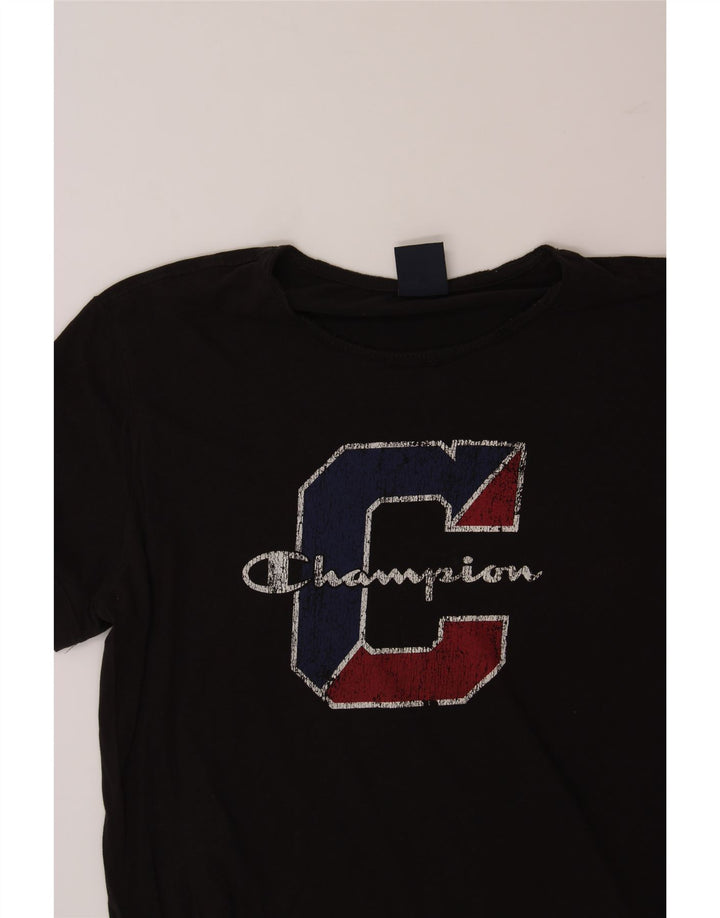 CHAMPION Mens Graphic T-Shirt Top Small Black Cotton Vintage Champion and Second-Hand Champion from Messina Hembry 