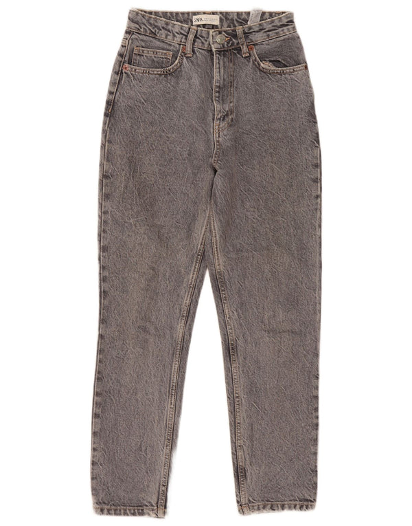Damskie jeansy z wysokim stanem Zara EU 34 2XS W24 L26 Szara bawełna