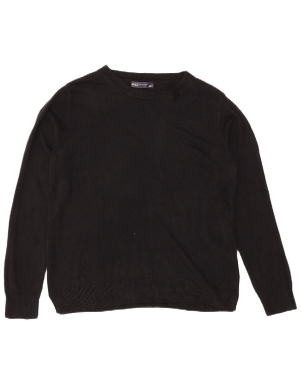 MARKS & SPENCER Damski sweter z dekoltem w łódkę UK 14, duży, czarny akryl