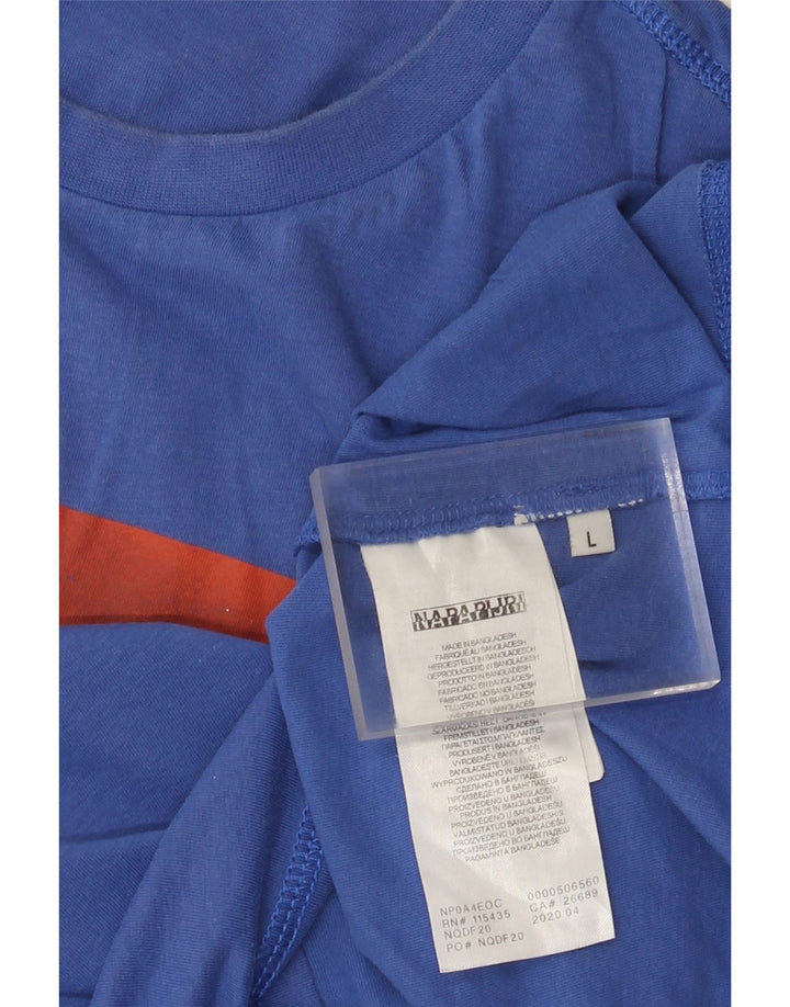 Męski T-shirt z grafiką Napapijri, duży, niebieski, bawełniany