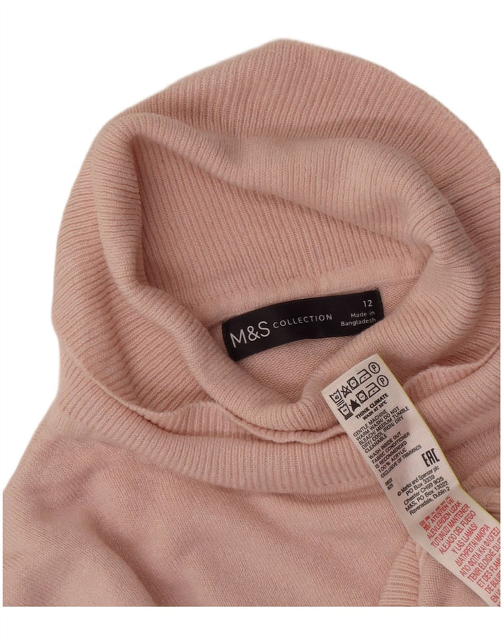 Marks & Spencer Damski sweter z golfem UK 12 Średni różowy akryl