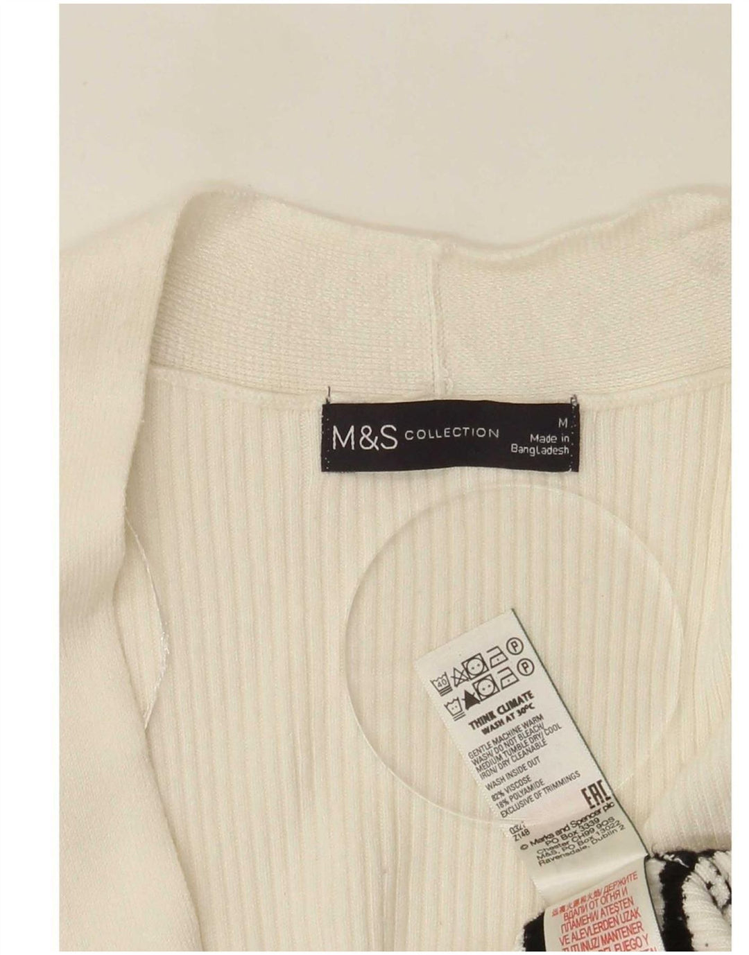 Marks & Spencer Damski sweter o przedłużonym fasonie, UK 14, średni złamanej bieli