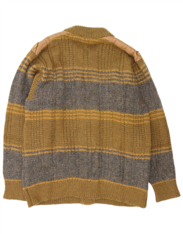 Męski sweter rozpinany Schiatti&Co, średni zielony moher w blokach kolorów