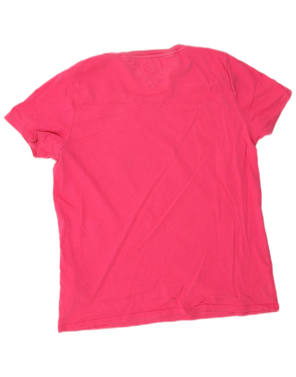 Tommy Hilfiger Womens Graphic T-Shirt Top UK 16 Large Pink Cotton