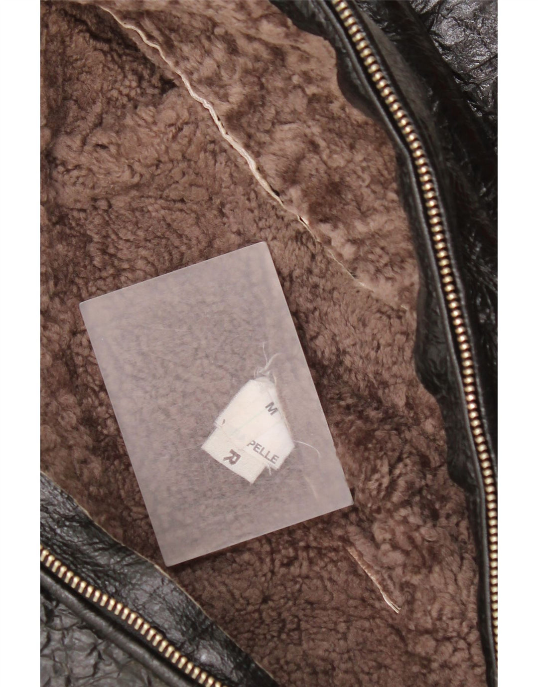 Vintage damska kurtka shearling UK 14, średnia czarna skóra