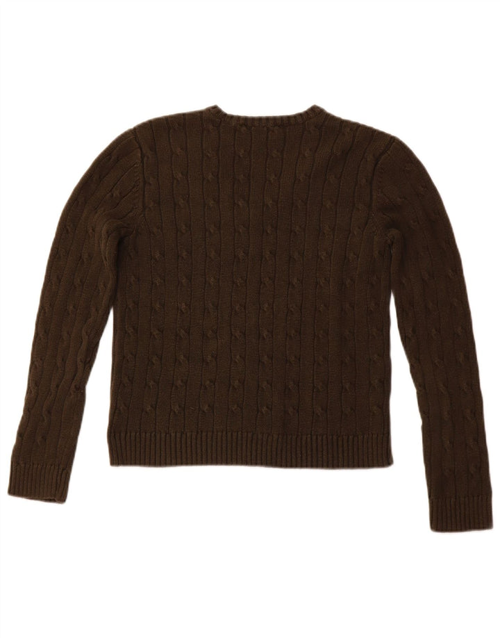 Sweter damski CHAPS z dekoltem w kształcie litery V, UK 8, mały, brązowy, bawełniany