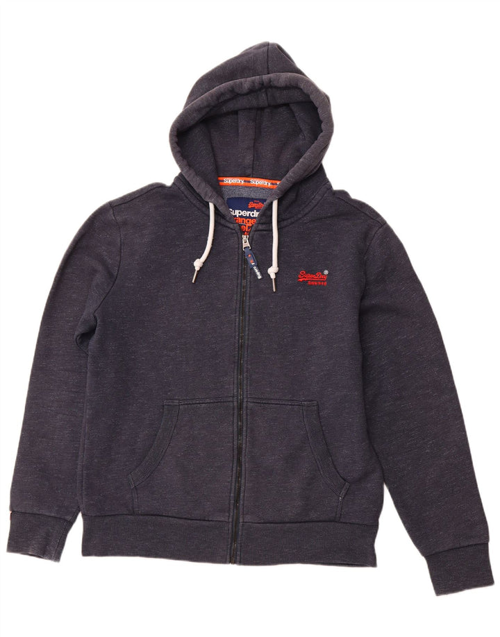 SUPERDRY Męski sweter z kapturem i zamkiem, 2XL, granatowy, bawełniany w cętki