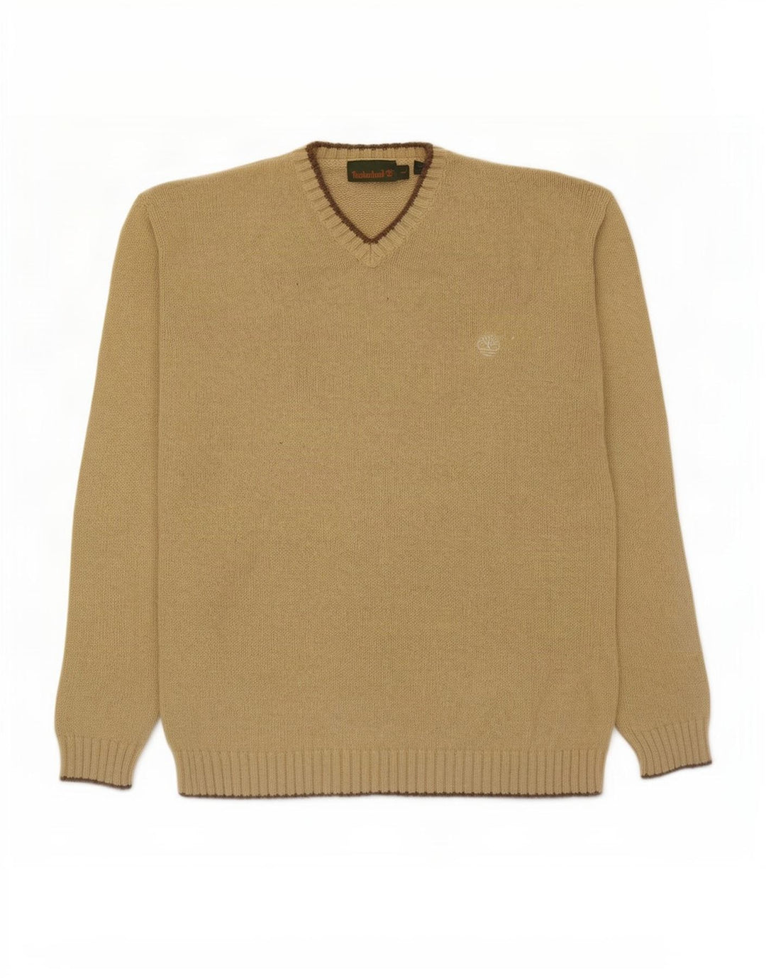 Męski sweter Timberland z dekoltem w szpic, duży, zielony, bawełniany