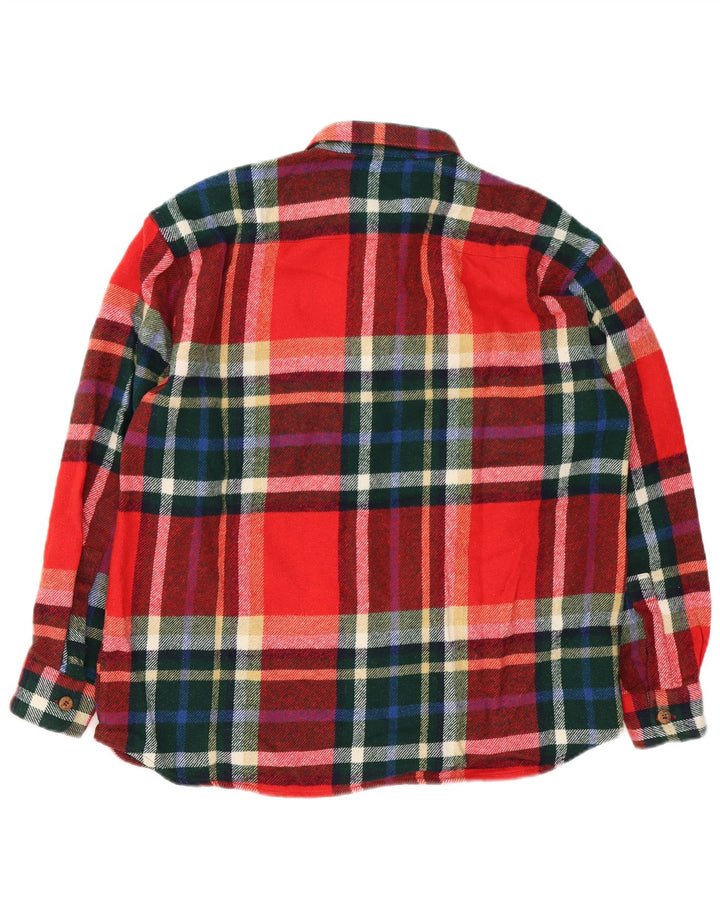 VINTAGE Męska koszula flanelowa w dużą czerwoną kratę, wełniana