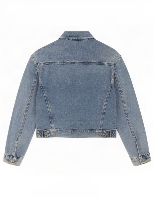 Kurtka damska Zara Crop Denim UK 6 XS, niebieska, bawełniana