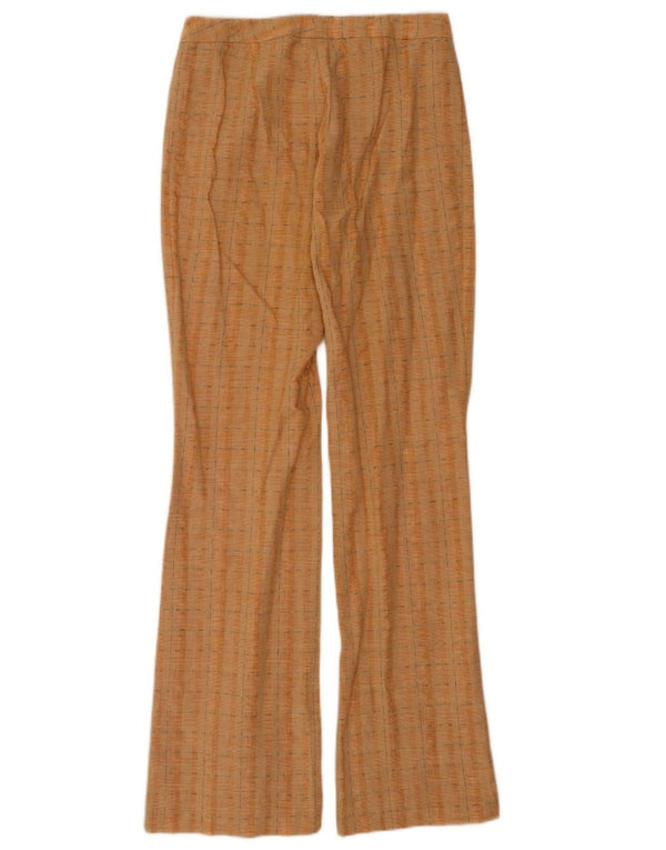 Vintage damskie spodnie garniturowe Bootcut IT 42 Medium W28 L34 Pomarańczowa kratka