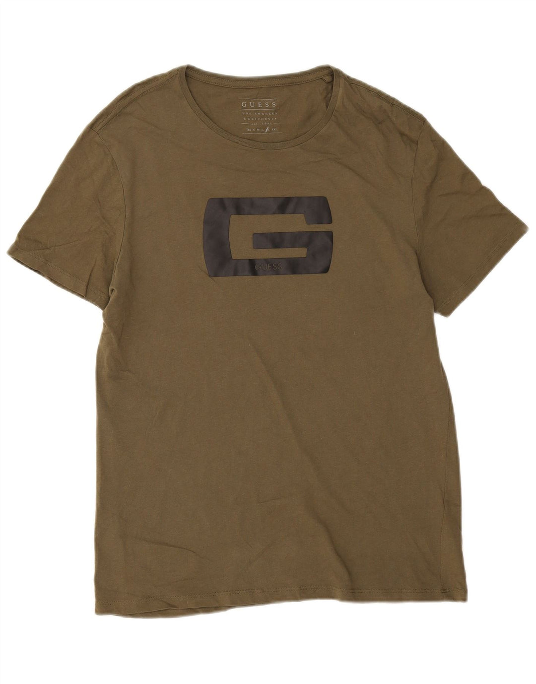Męski T-shirt Guess z grafiką, XL, bawełniany khaki