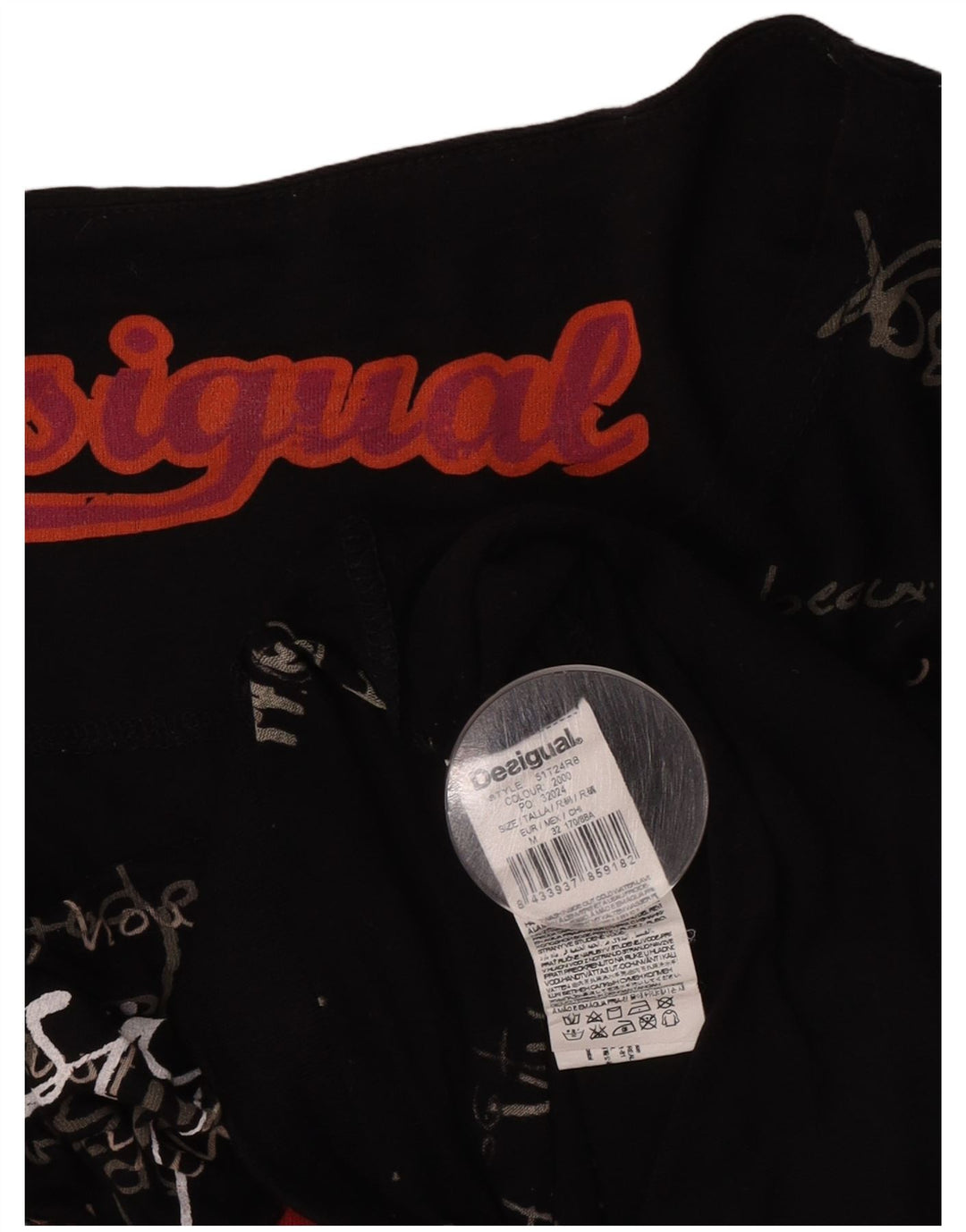 Damska koszulka oversize z grafiką Desigual Top UK 14 Średnia czarna wiskoza