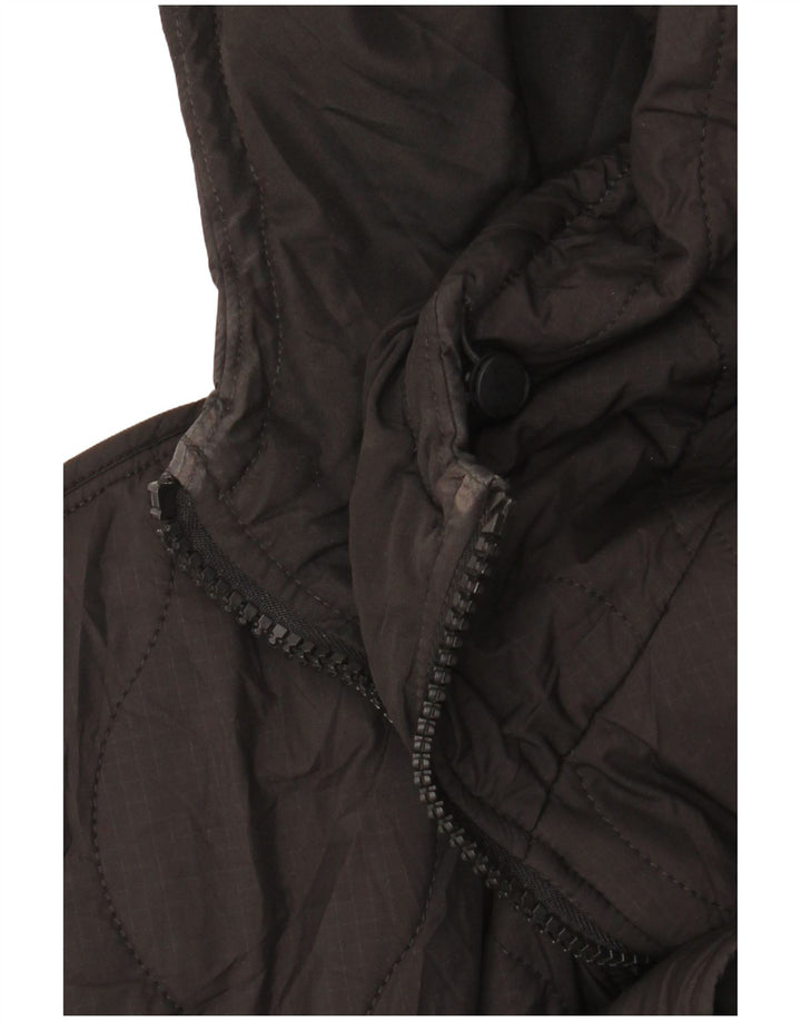 Damska pikowana kurtka oversize z kapturem Zara UK 10, mała, czarna, poliester