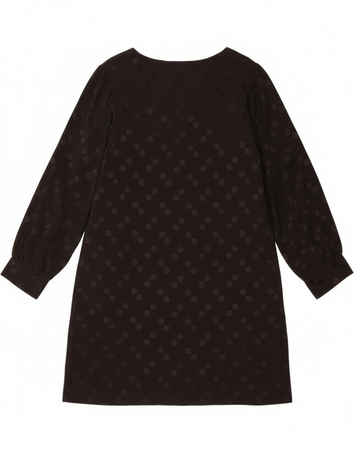 Damska sukienka typu shift w stylu vintage z długim rękawem UK 14, średnia czarna wiskoza w kropki