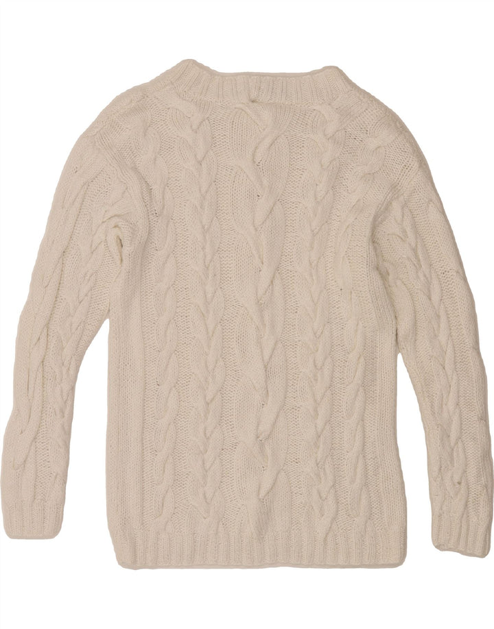 MADELEINE Womens Boat Neck Jumper Sweater EU 38/40 Medium White Linen Vintage Madeleine and Second-Hand Madeleine from Messina Hembry 