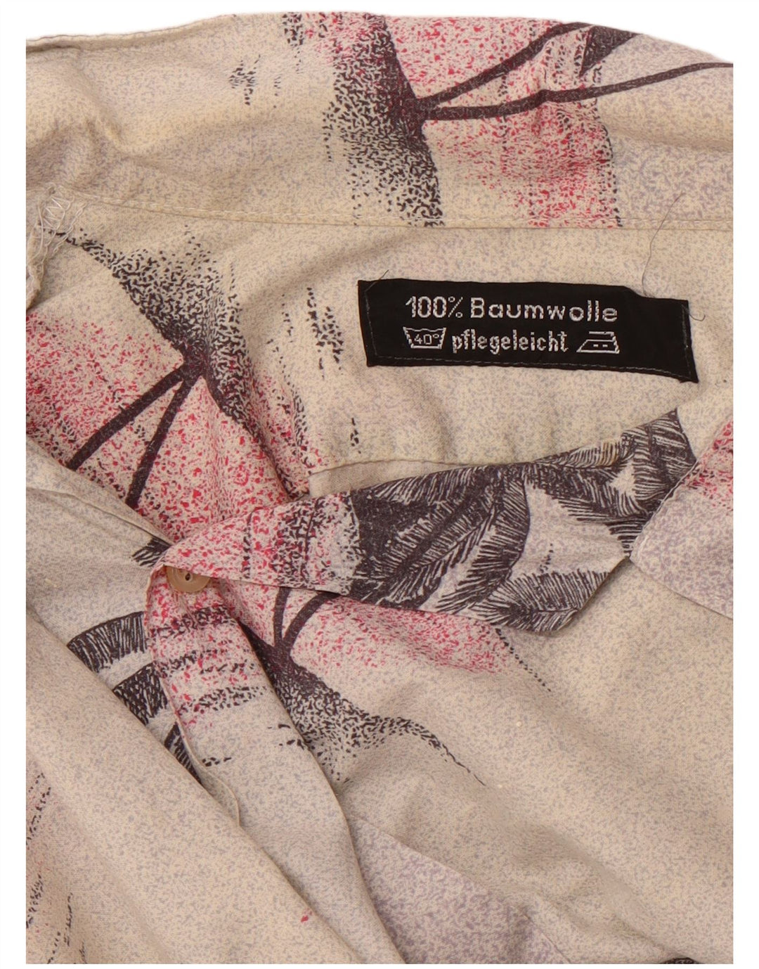 Męska koszula hawajska z krótkim rękawem VINTAGE, duża, beżowa, z kwiatowej bawełny