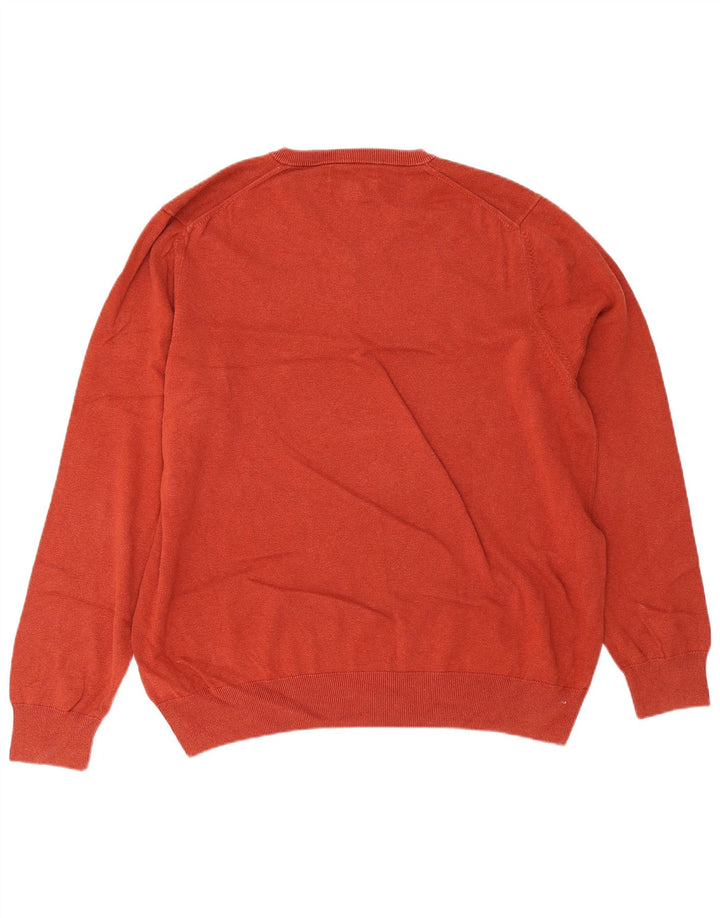 Marks & Spencer Męski sweter z dekoltem w kształcie litery V, 2XL, bordowa bawełna