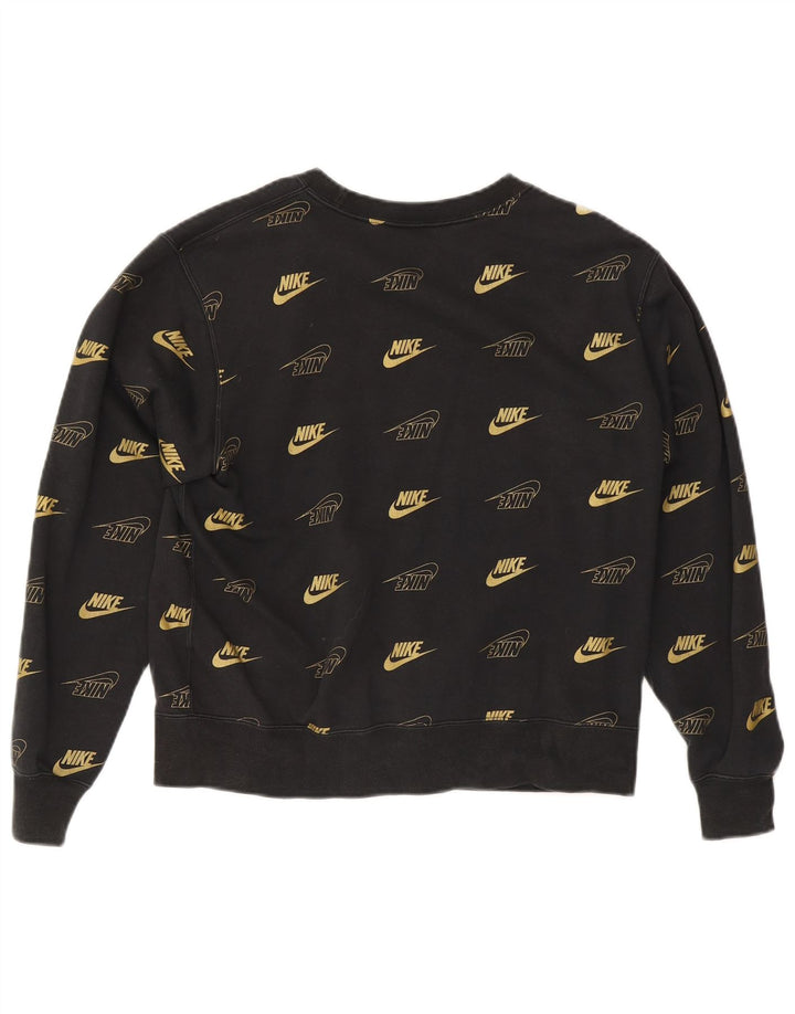 Damska bluza dresowa Nike z grafiką oversize, UK 10, mała, czarna, bawełniana