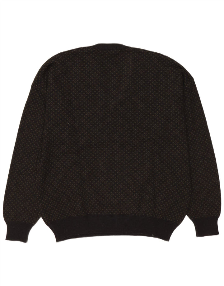 Bramante Męski sweter z dekoltem w kształcie litery V, duży, szary, geometryczny, wełniany