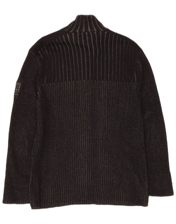 CALVIN KLEIN JEANS Damski sweter rozpinany UK 14, duży, szary, bawełniany