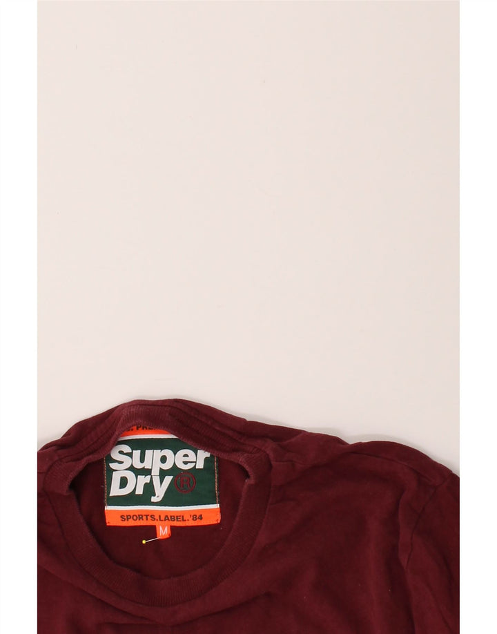 SUPERDRY Mens Graphic Top Long Sleeve Medium Burgundy Colourblock Cotton Vintage Superdry and Second-Hand Superdry from Messina Hembry 